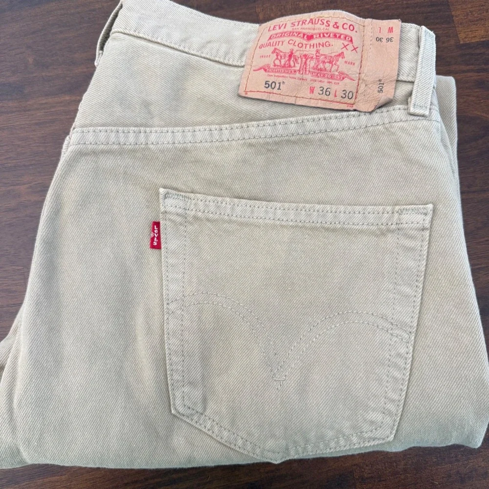 Levis 501xx Vintage Y2K Tan Khaki Straight Leg Button Fly Jeans Mens 36x30 0603